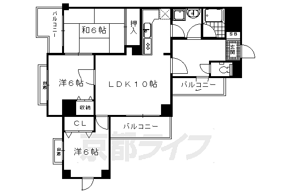 カリオン大町 405｜京都府京都市右京区常盤一ノ井町(賃貸マンション3LDK・4階・70.61㎡)の写真 その2