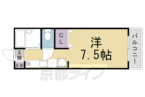 パルティール S-202｜京都府京都市右京区太秦帷子ケ辻町(賃貸アパート1K・2階・22.77㎡)の写真 その2