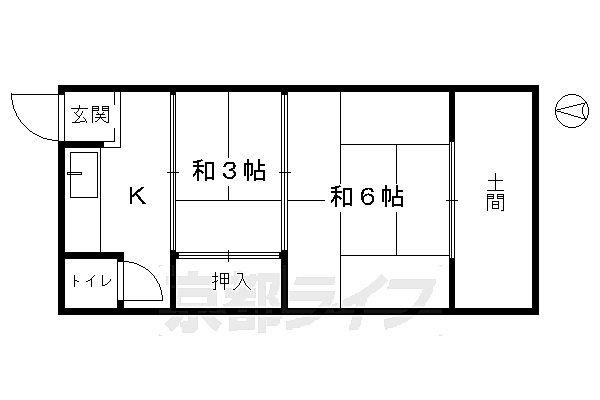 京都府京都市下京区西七条西八反田町(賃貸アパート2K・1階・23.00㎡)の写真 その2