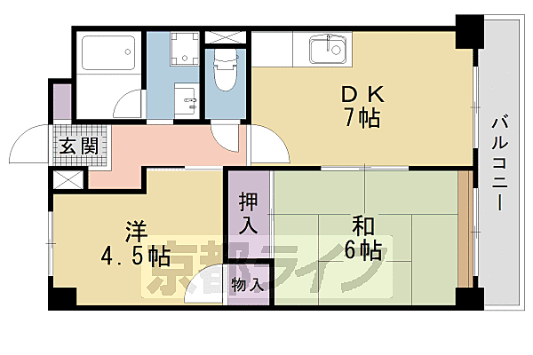 京都府京都市南区吉祥院清水町(賃貸マンション2DK・2階・43.74㎡)の写真 その2