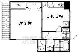 グランミュゼ北野 1階1DKの間取り