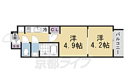 京都市上京区革堂前之町マンション 2Kの間取図画像