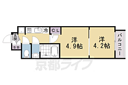 京都市上京区革堂前之町マンション 2Kの間取図画像