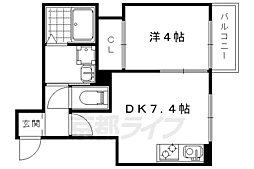 プログレーッソ西ノ京 1階1DKの間取り