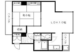 ライオンズ御前三条ビル 2B 2階1LDKの間取り