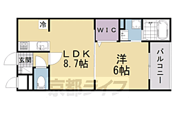 アーバンコート堀川西 1階1LDKの間取り