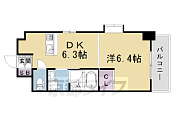 JR東海道・山陽本線 西大路駅 徒歩17分の賃貸マンション 10階1DKの間取り