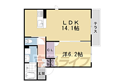 シャーメゾン太秦広隆寺 1階1LDKの間取り
