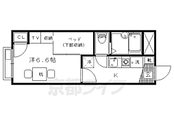レオパレス常盤 2階1Kの間取り