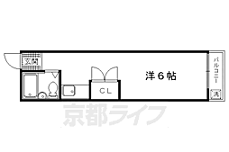 ヒルハイツ一条 4階1Kの間取り