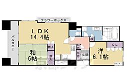 ルネス・ピース四条烏丸 2LDKの間取図画像
