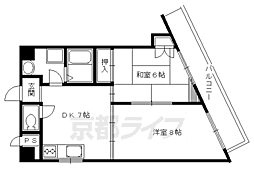 アーバンシジョウウメノミヤ 2DKの間取図画像