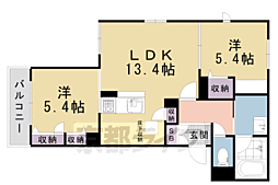 シャーメゾン室町御所西 2LDKの間取図画像