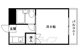 八瀬グリーンハイム 1Kの間取図画像