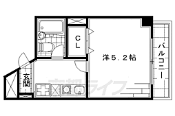 プレスト桃山 1Kの間取図画像