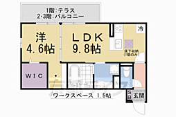 Floraison北花山B 1LDKの間取図画像