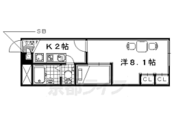 レオパレスグランディール 1Kの間取図画像