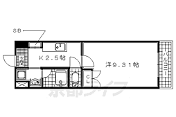 レスピア21 1Kの間取図画像