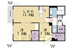 グランドール伏見桃山 2LDKの間取図画像