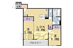 MOCXION桃山 2LDKの間取図画像