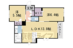 Tiare下鴨 2LDKの間取図画像