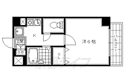 デトム・ワン千本智恵光院 1Kの間取図画像