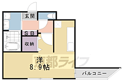 ブランネージュ銀閣寺道 1Kの間取図画像