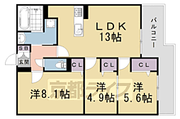 Plume葛野三条 3LDKの間取図画像