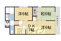 カサグランデ嵯峨野 3DKの間取図画像