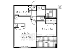 グラシア清水五条 2LDKの間取図画像