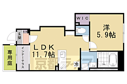 京都市山科区椥辻封シ川町マンション 1LDKの間取図画像