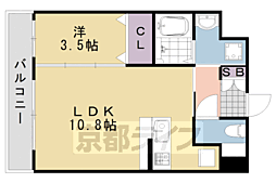 ハピネスクエア桂 1LDKの間取図画像
