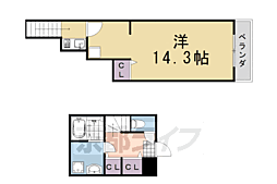 パラディース竹宇 1Kの間取図画像