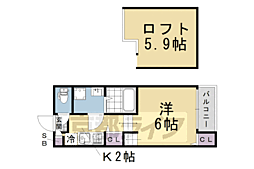 LesSaisons淀 1Kの間取図画像