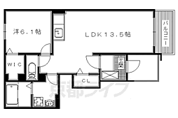 グランソレイユ楠葉 1LDKの間取図画像