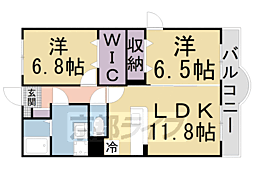 サンライズ京田辺 2LDKの間取図画像