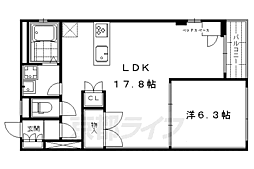 ヴィラスタジオーネ御所南 1LDKの間取図画像