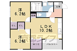 ベルビュー太秦 2LDKの間取図画像
