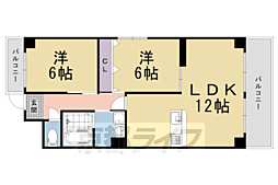シルバーシャトー太秦 2LDKの間取図画像