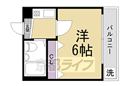 プレジデント河合 1Kの間取図画像
