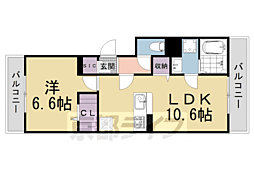京都市左京区北白川上池田町マンション 1LDKの間取図画像