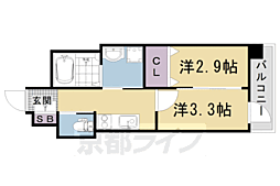 エンゼルプラザ京都太秦 2Kの間取図画像