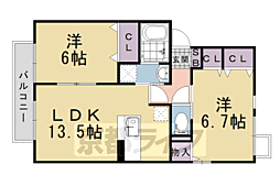 グランドール今里 2LDKの間取図画像