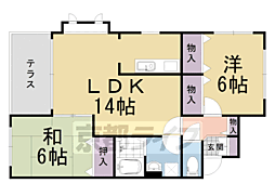 ヘーベルヒルズ・西向日 2LDKの間取図画像