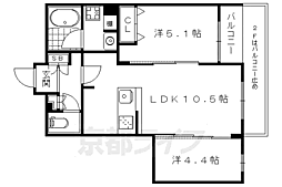 ヴィラ聖護院 2LDKの間取図画像