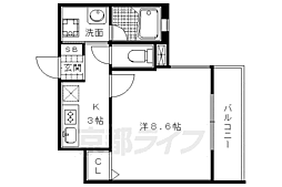 スミカ六角高倉 1Kの間取図画像
