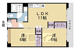 京都市向島市営住宅第九街区9-1棟 2LDKの間取図画像