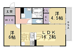 セジュールオッツGT長岡京 2LDKの間取図画像
