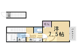 カーサウッド3 1Kの間取図画像