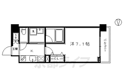 ベラジオ京都烏丸十条2 1Kの間取図画像